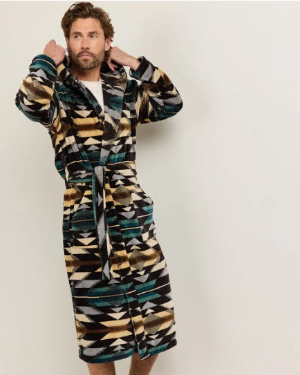 UNISEX WYETH TRAIL COTTON TERRY VELOUR BATHROBE<br>CHARCOAL