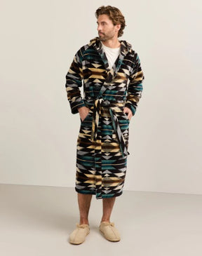 UNISEX WYETH TRAIL COTTON TERRY VELOUR BATHROBE<br>CHARCOAL