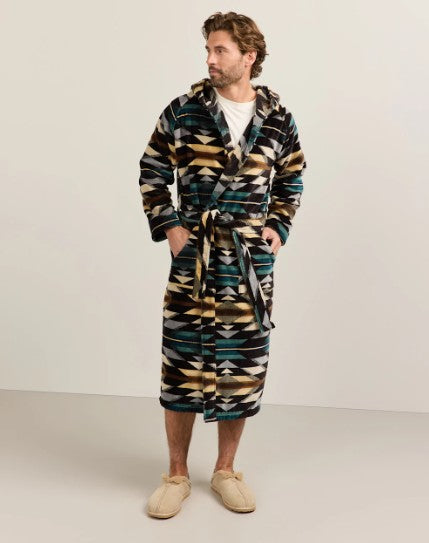 UNISEX WYETH TRAIL COTTON TERRY VELOUR BATHROBE<br>CHARCOAL