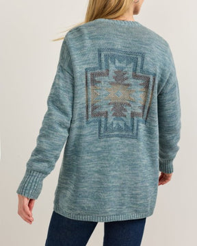 WOMEN'S SIERRA SPRINGS COTTON CARDIGAN<br>SEA BLUE MIX