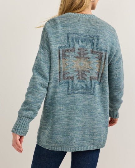 WOMEN'S SIERRA SPRINGS COTTON CARDIGAN<br>SEA BLUE MIX