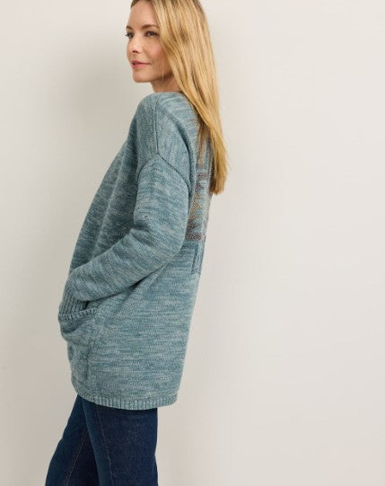 WOMEN'S SIERRA SPRINGS COTTON CARDIGAN<br>SEA BLUE MIX