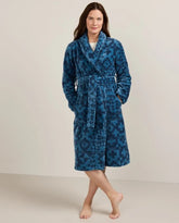 WOMEN'S BLUE RIDGE COTTON TERRY VELOUR BATHROBE<br>BLUE