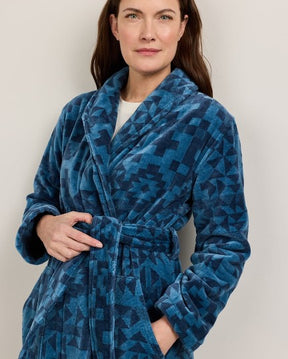 WOMEN'S BLUE RIDGE COTTON TERRY VELOUR BATHROBE<br>BLUE