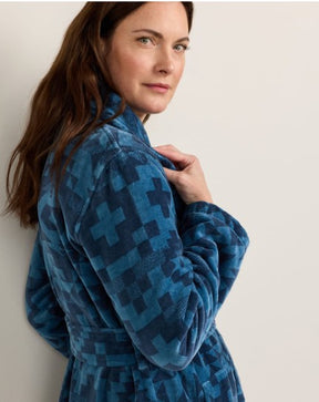 WOMEN'S BLUE RIDGE COTTON TERRY VELOUR BATHROBE<br>BLUE
