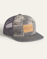 HARDING WOOL FIVE PANEL TRUCKER HAT<br>GREY