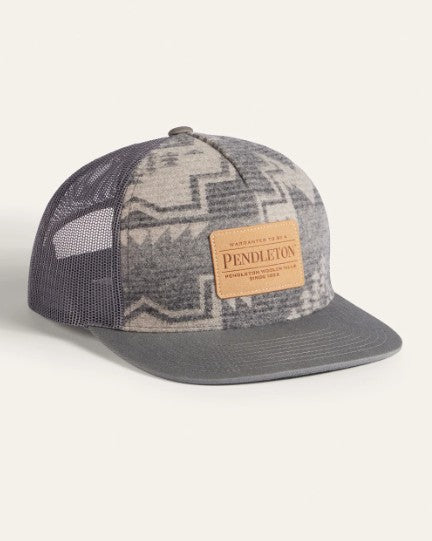 HARDING WOOL FIVE PANEL TRUCKER HAT<br>GREY