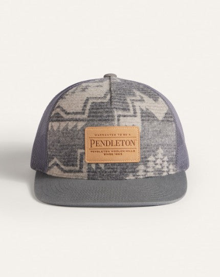 HARDING WOOL FIVE PANEL TRUCKER HAT<br>GREY