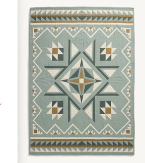 QUILTED STAR COTTON MATELASSE COVERLET<br>SHALE
