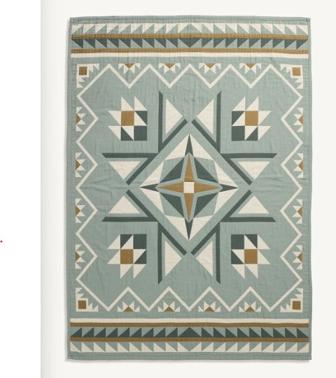 QUILTED STAR COTTON MATELASSE COVERLET<br>SHALE
