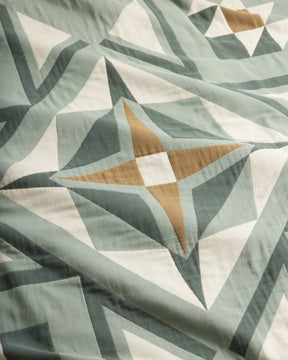 QUILTED STAR COTTON MATELASSE COVERLET<br>SHALE