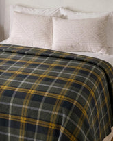 ECO-WISE WOOL PLAID/STRIPE BLANKET<br>OLIVE MIX