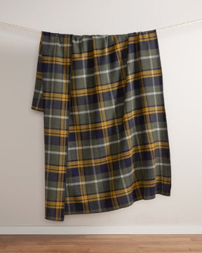 ECO-WISE WOOL PLAID/STRIPE BLANKET<br>OLIVE MIX