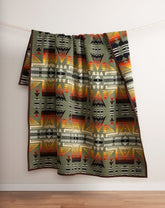 JAQUARD NAPPED ROBE PONDEROSA BLANKET<br>GREEN MULTI