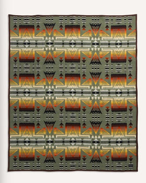 JAQUARD NAPPED ROBE PONDEROSA BLANKET<br>GREEN MULTI