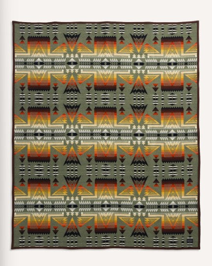 JAQUARD NAPPED ROBE PONDEROSA BLANKET<br>GREEN MULTI
