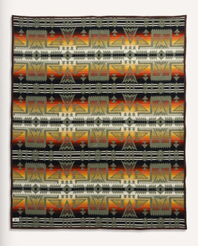 JAQUARD NAPPED ROBE PONDEROSA BLANKET<br>GREEN MULTI