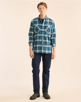 MEN'S BURNSIDE DOUBLEBRUSHED FLANNEL SHIRT<br>NAVY/BLUE/GREY PLAID