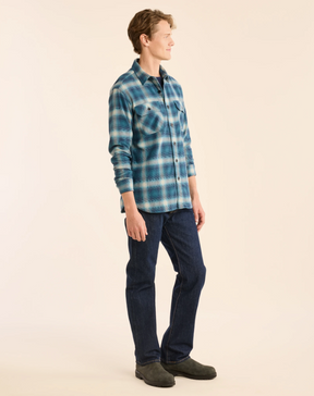 MEN'S BURNSIDE DOUBLEBRUSHED FLANNEL SHIRT<br>NAVY/BLUE/GREY PLAID