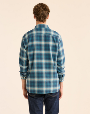 MEN'S BURNSIDE DOUBLEBRUSHED FLANNEL SHIRT<br>NAVY/BLUE/GREY PLAID