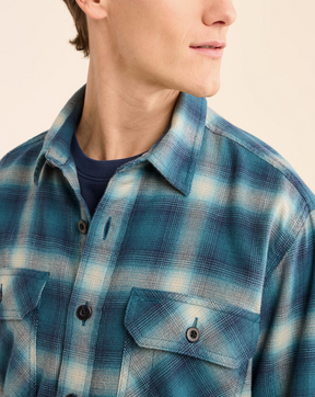 MEN'S BURNSIDE DOUBLEBRUSHED FLANNEL SHIRT<br>NAVY/BLUE/GREY PLAID
