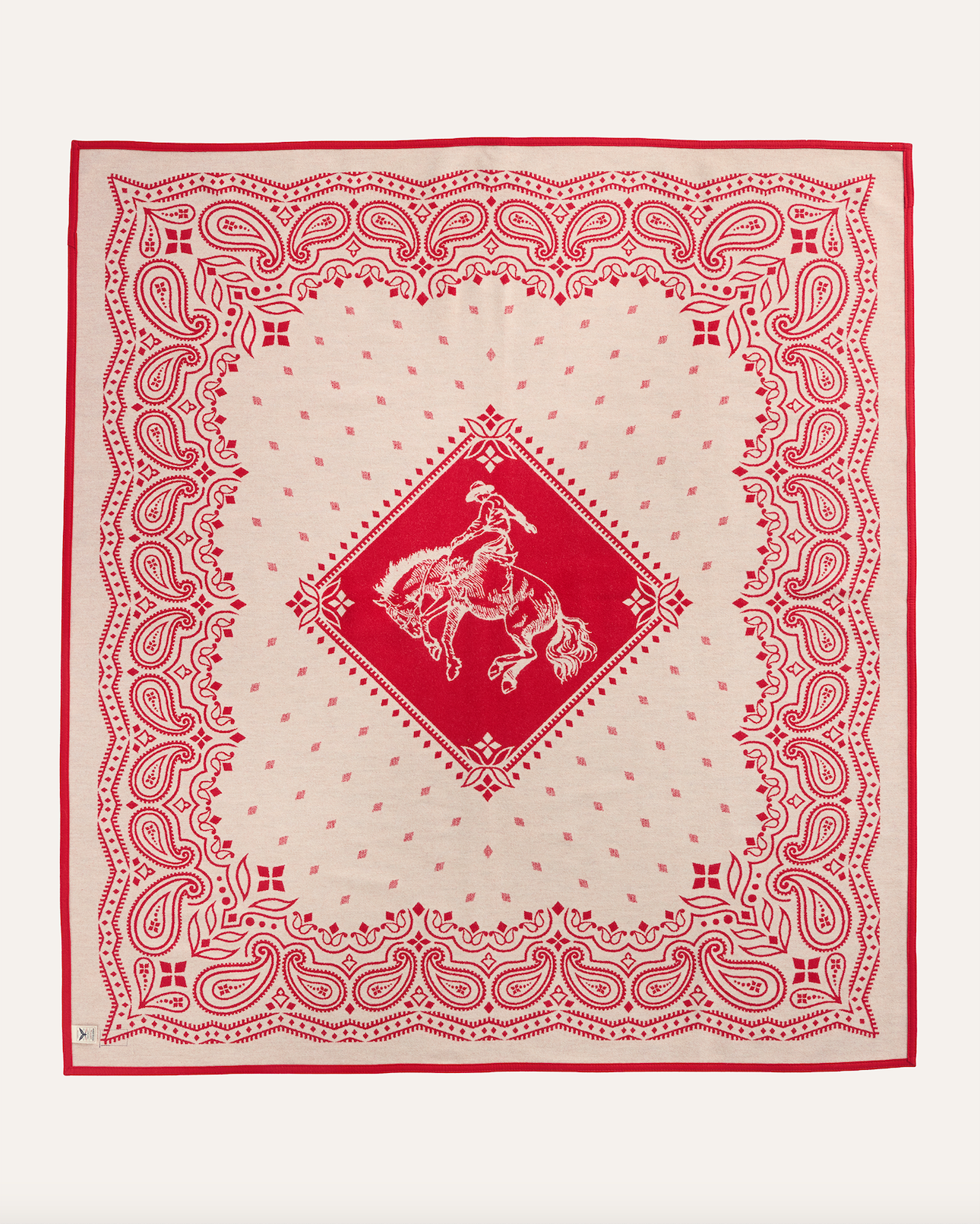 JACQUARD UNNAPPED THROW<br>RODEO SPIRIT RED
