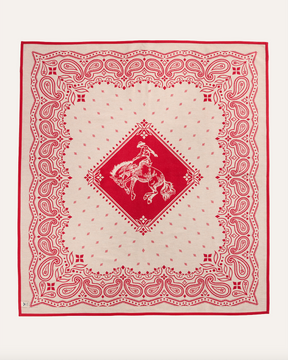 JACQUARD UNNAPPED THROW<br>RODEO SPIRIT RED