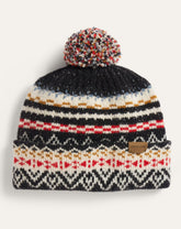 LAMBSWOOL BEANIE W/POM<br>FAIRISLE BLACK