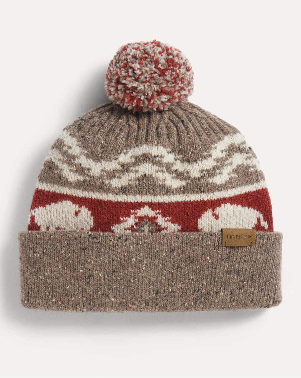 LAMBSWOOL BEANIE W/POM<br>BISON BROWN