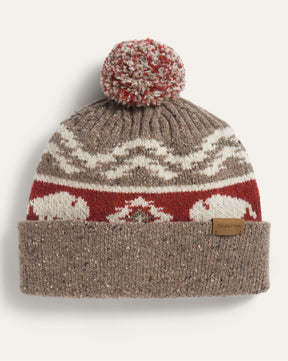LAMBSWOOL BEANIE W/POM<br>BISON BROWN
