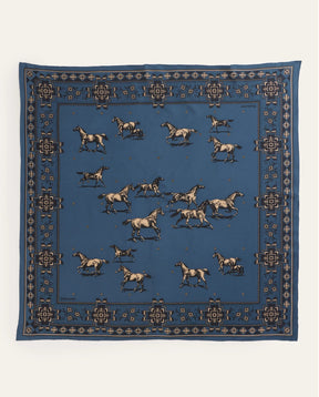 SILK SCARF<br>HERD OF HORSES NAVY
