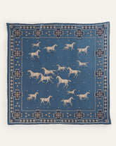 SILK SCARF<br>HERD OF HORSES NAVY