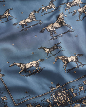 SILK SCARF<br>HERD OF HORSES NAVY