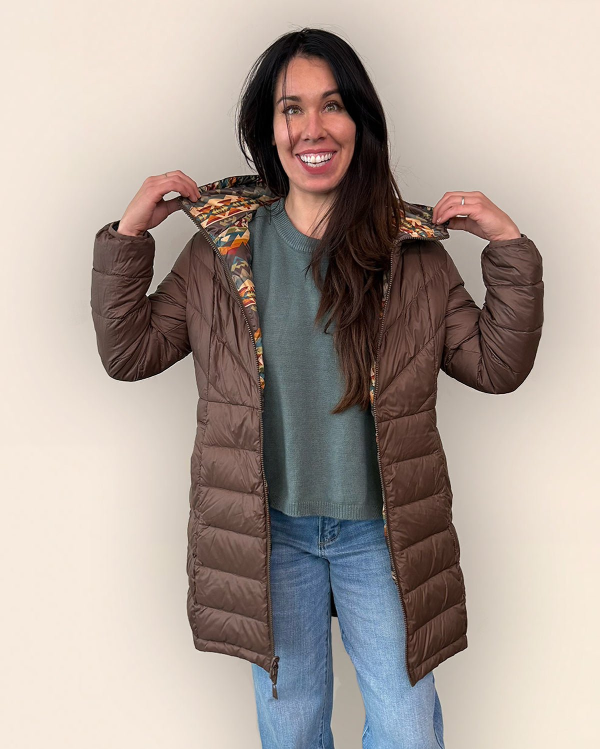 WOMEN'S SAPPHIRE LONG PACKABLE PARKA<br>SOLSTICE CANYON BROWN