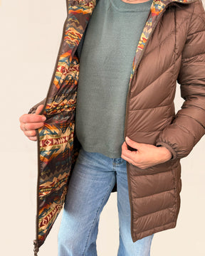 WOMEN'S SAPPHIRE LONG PACKABLE PARKA<br>SOLSTICE CANYON BROWN