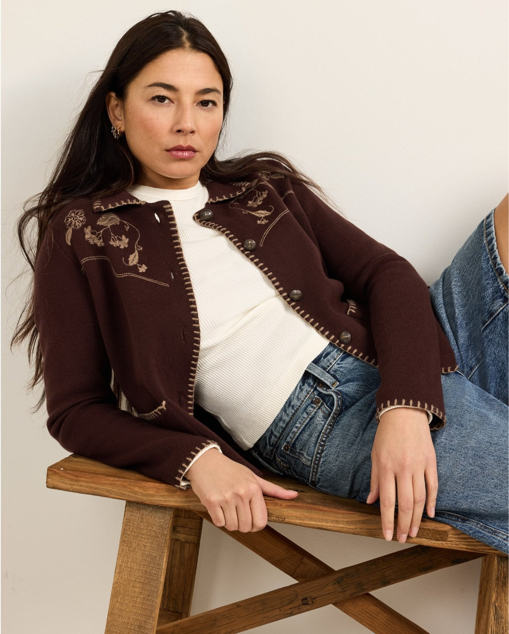 PENDLETON SOUVENIR CARDIGAN<br>DARK CHOCOLATE