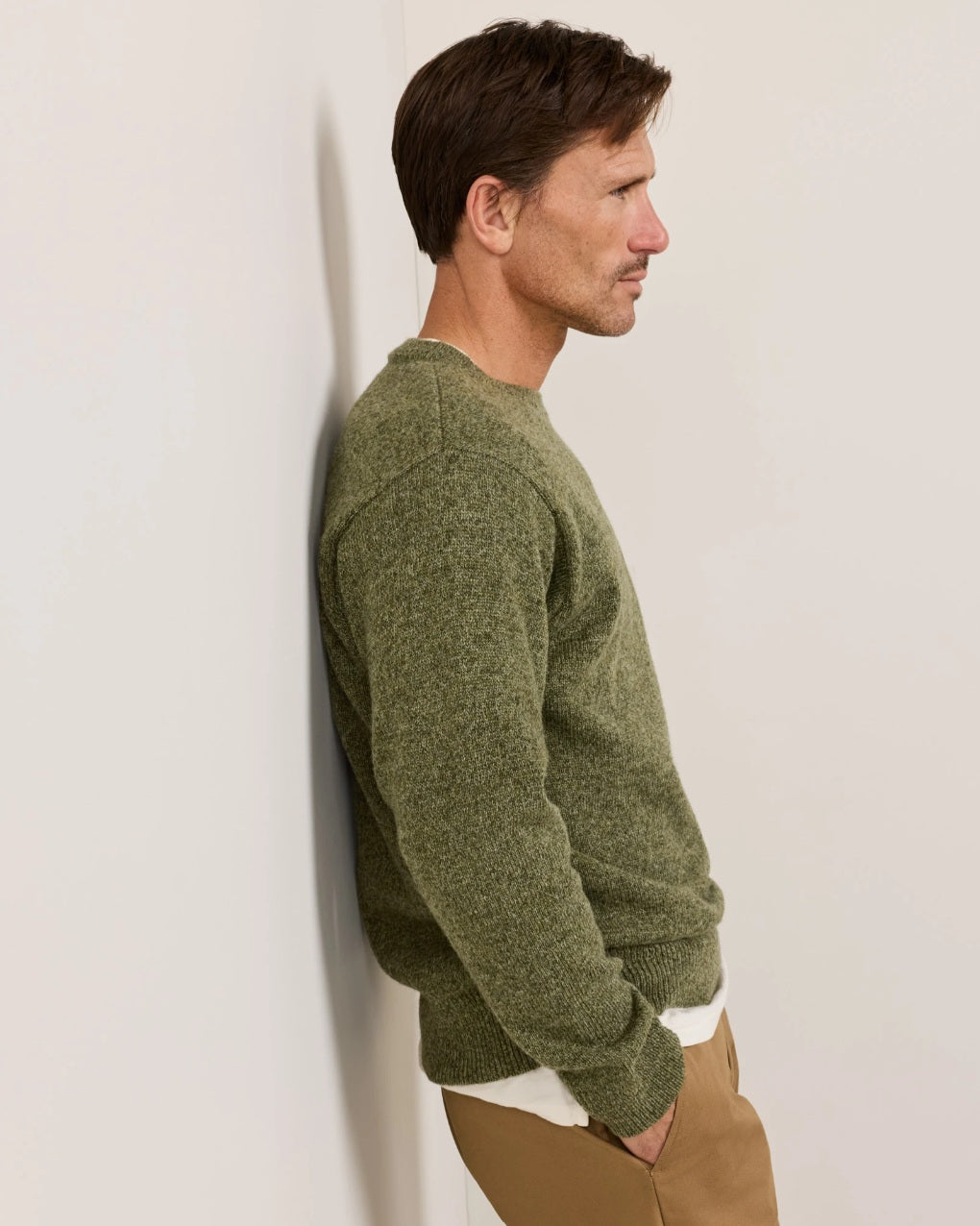 WOOL CREW<br>OLIVE HEATHER