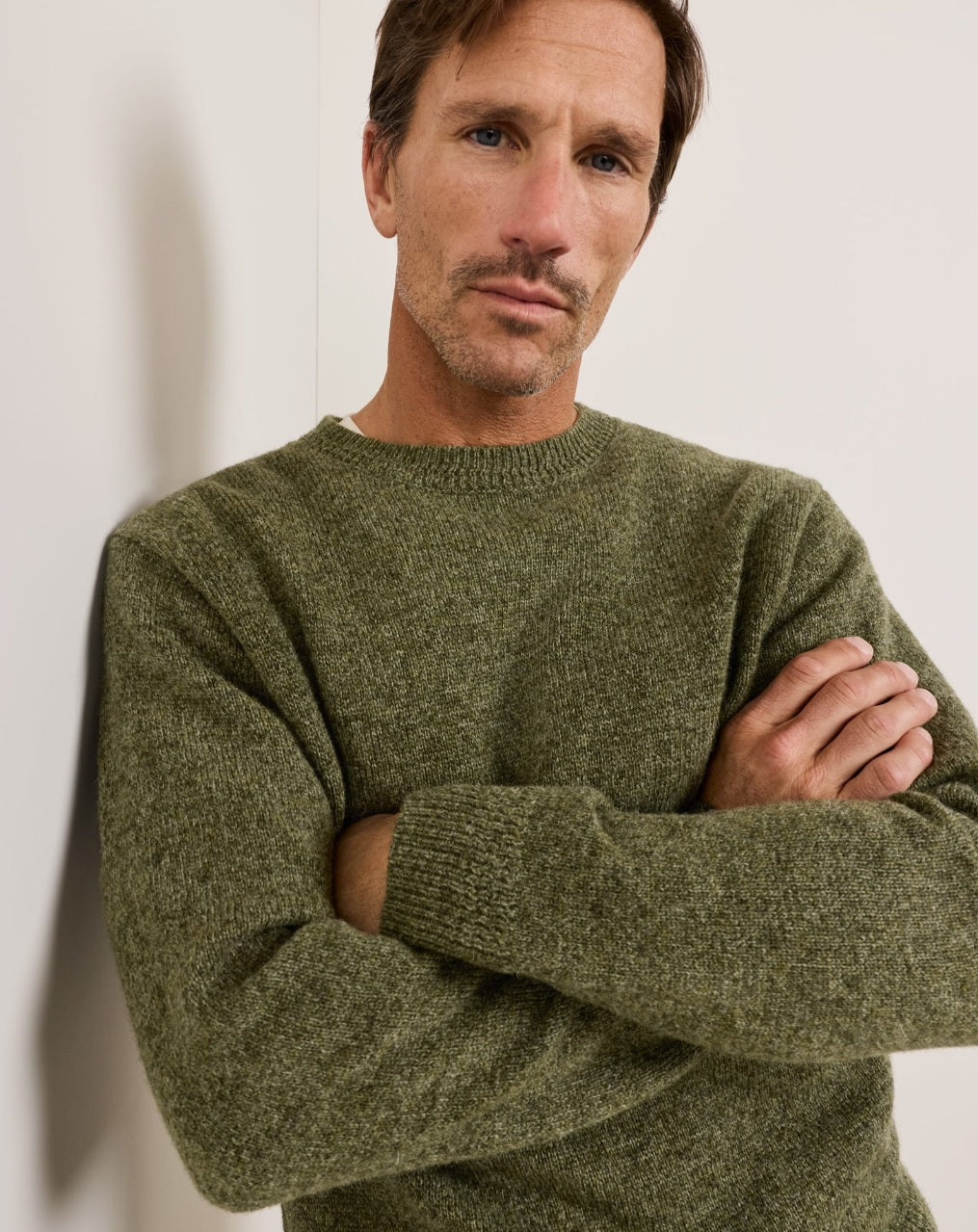 WOOL CREW<br>OLIVE HEATHER