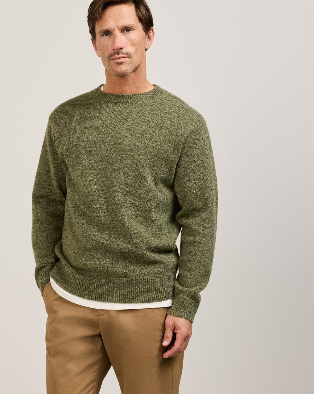 WOOL CREW<br>OLIVE HEATHER