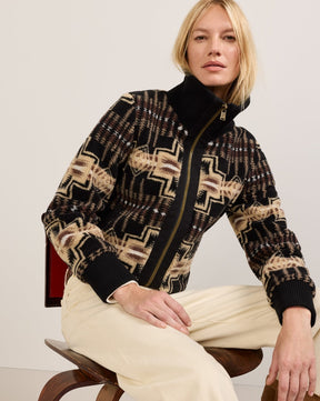 FOXGLOVE FLEECE BOMBER<br>BLACK/TAN HARDING