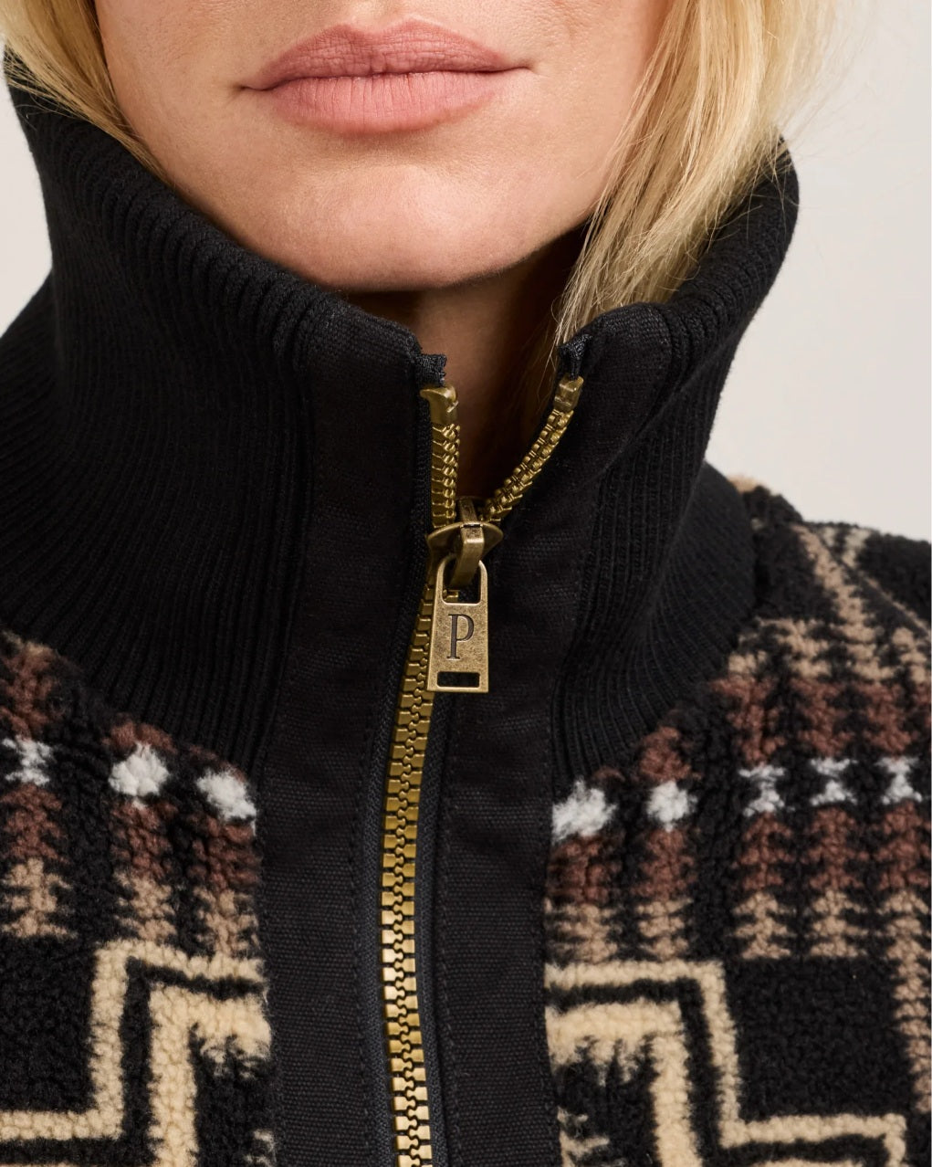 FOXGLOVE FLEECE BOMBER<br>BLACK/TAN HARDING
