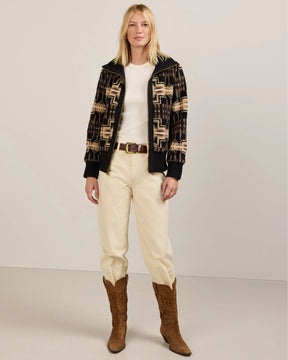 FOXGLOVE FLEECE BOMBER<br>BLACK/TAN HARDING