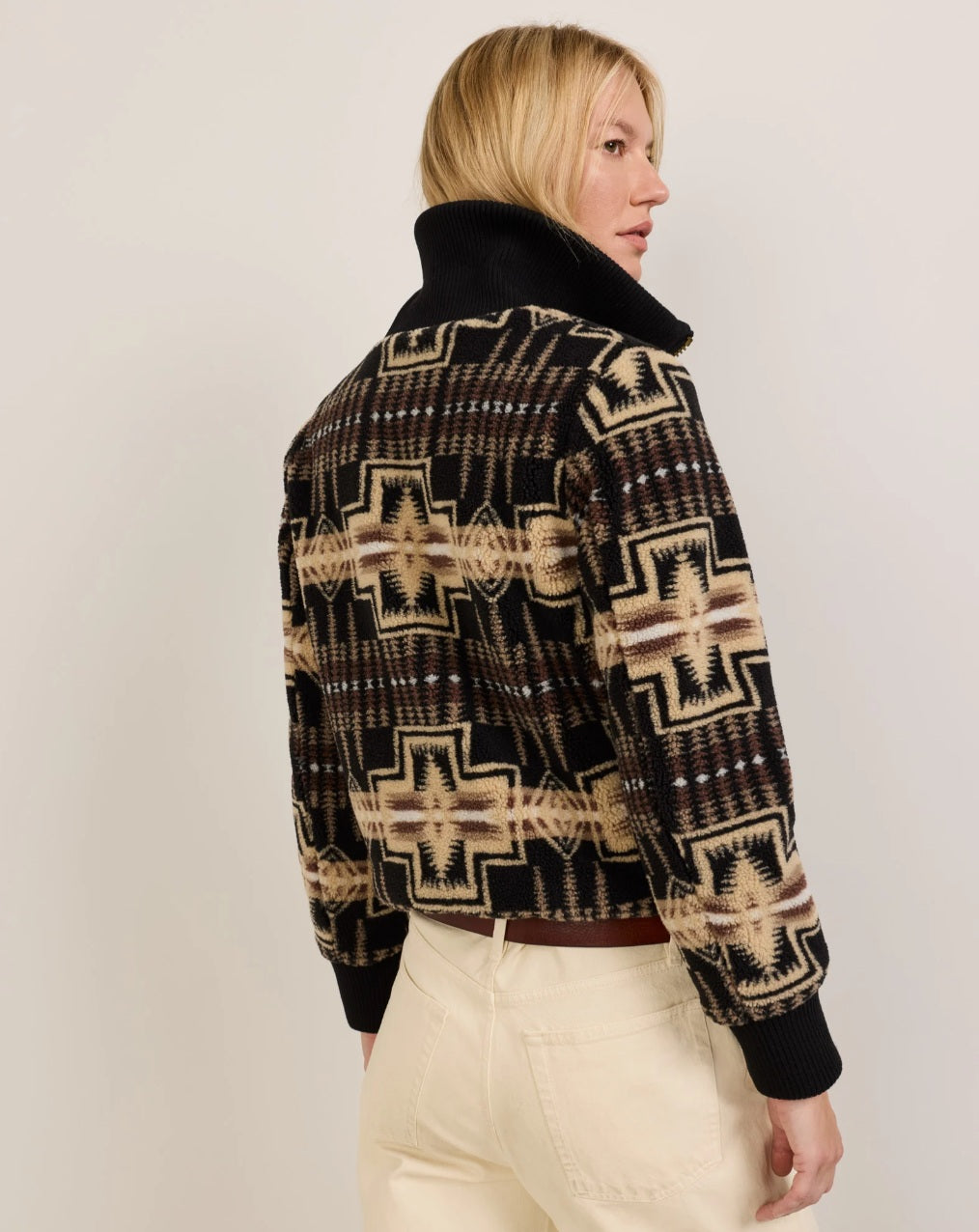FOXGLOVE FLEECE BOMBER<br>BLACK/TAN HARDING