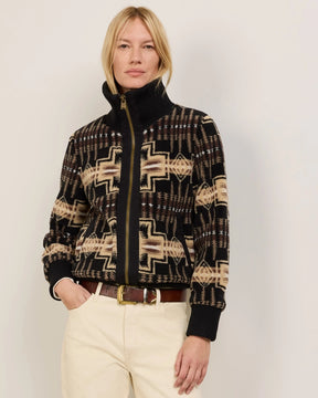 FOXGLOVE FLEECE BOMBER<br>BLACK/TAN HARDING
