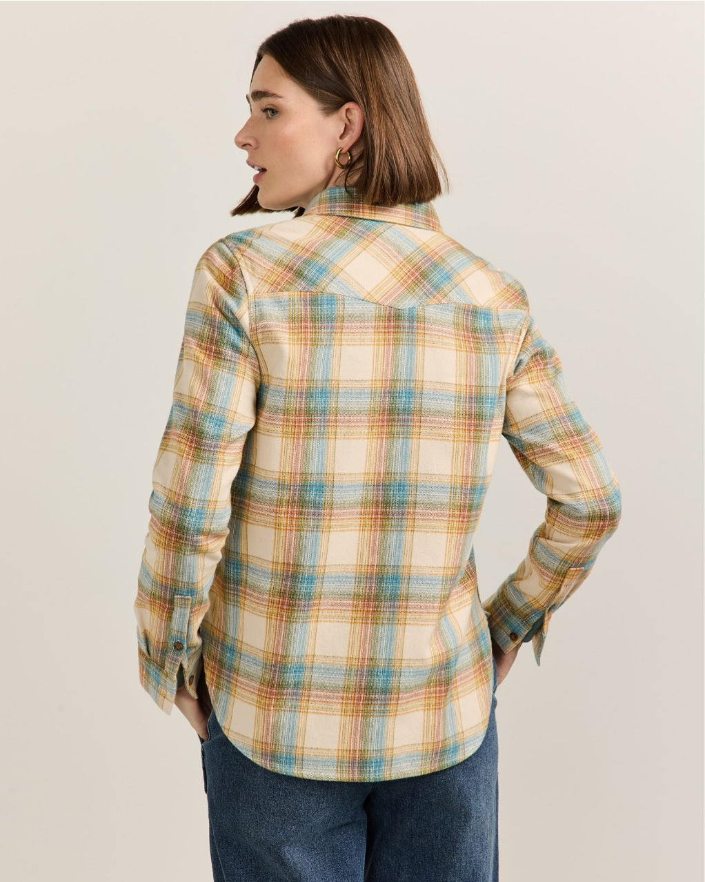 THE PERFECT ONE POCKET SHIRT<br>IVORY MULTI PLAID