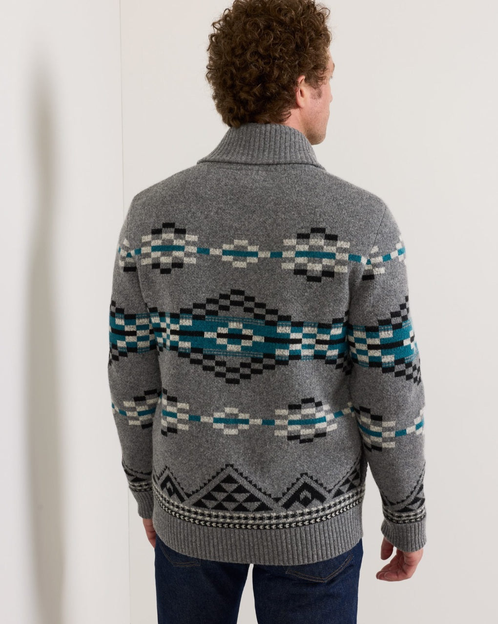 MEN'S LOST TRAIL LAMBSWOOL ZIP CARDIGAN<br>CHARCOAL