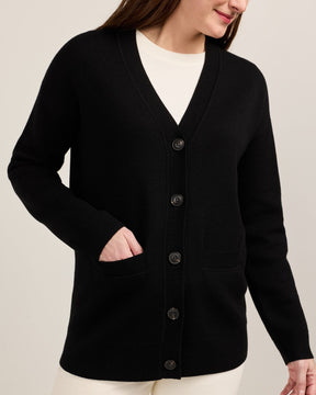 RELAXED MERINO CARDIGAN<br>BLACK