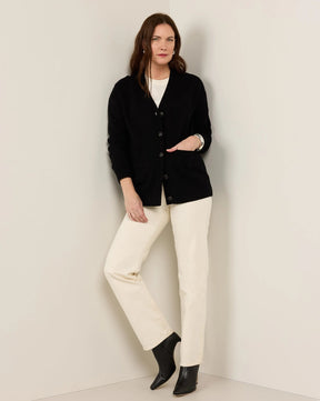 RELAXED MERINO CARDIGAN<br>BLACK