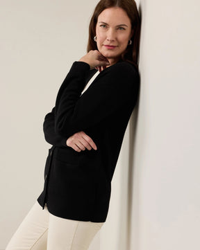 RELAXED MERINO CARDIGAN<br>BLACK