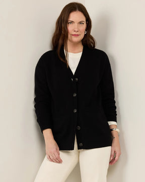 RELAXED MERINO CARDIGAN<br>BLACK